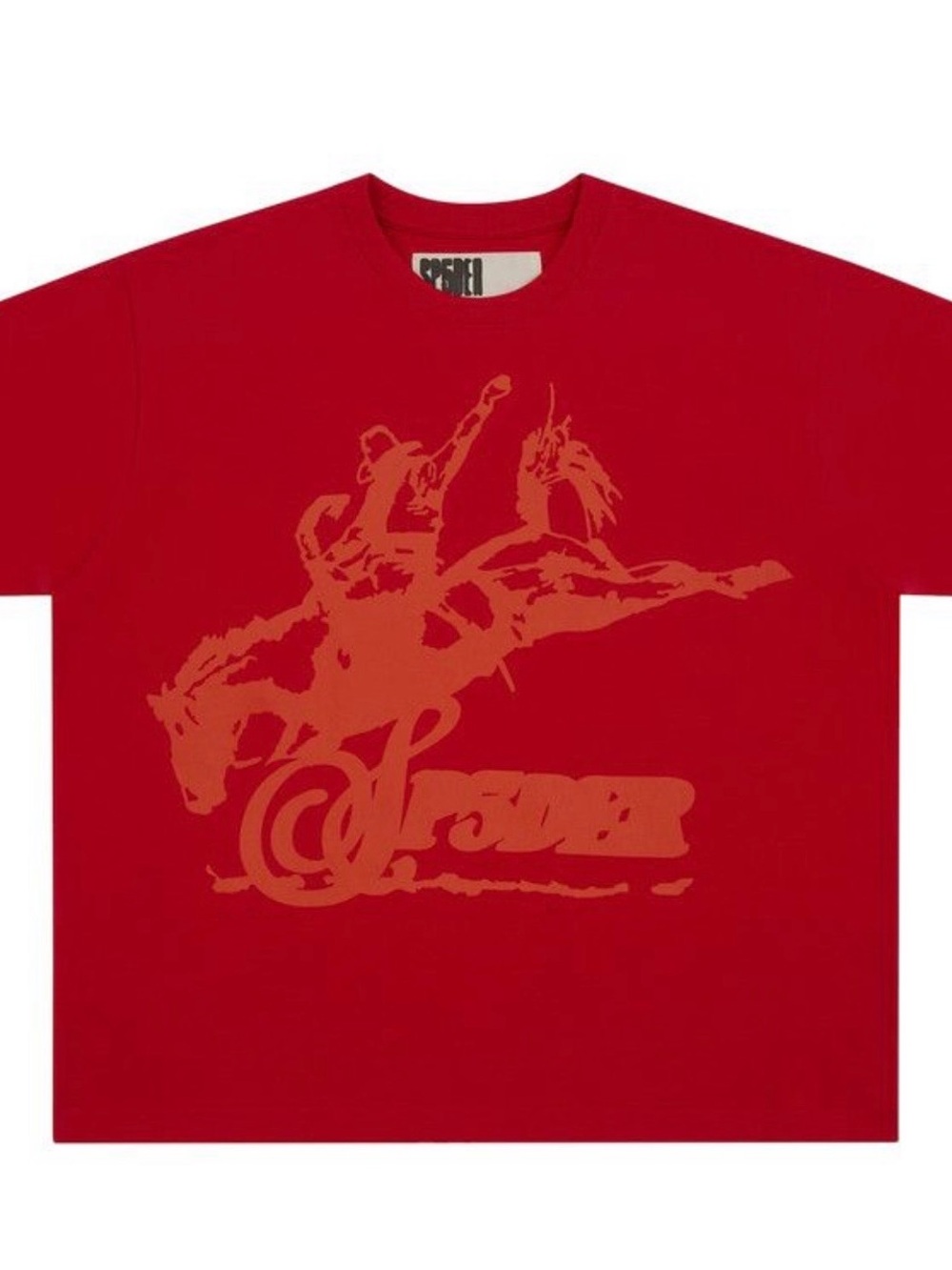 Red Graphic Short Sleeve Tee with Rodeo Print - Brand Unspecified